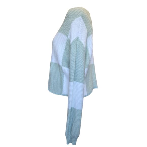 Moon & Madison Green White Knit Cropped Sweater XS - Picture 4 of 12